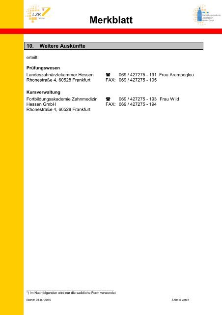 Merkblatt - Fortbildungsakademie Zahnmedizin Hessen GmbH