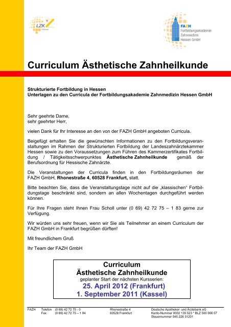 Curriculum Ästhetische Zahnheilkunde - Fortbildungsakademie ...