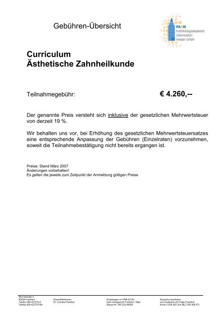 Curriculum Ästhetische Zahnheilkunde - Fortbildungsakademie ...