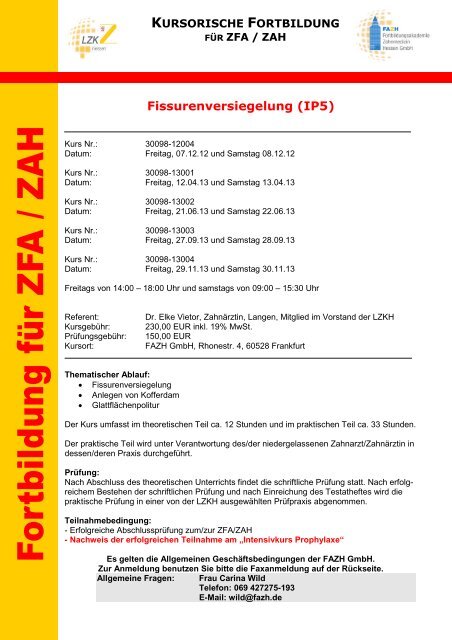 Fissurenversiegelung - Fortbildungsakademie Zahnmedizin Hessen ...