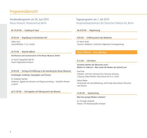 Programm 4. Deutscher Marken-Summit - FAZ-Institut