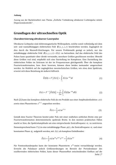 Ultrakurze Lichtimpulse - Fakultät 06 - Hochschule München