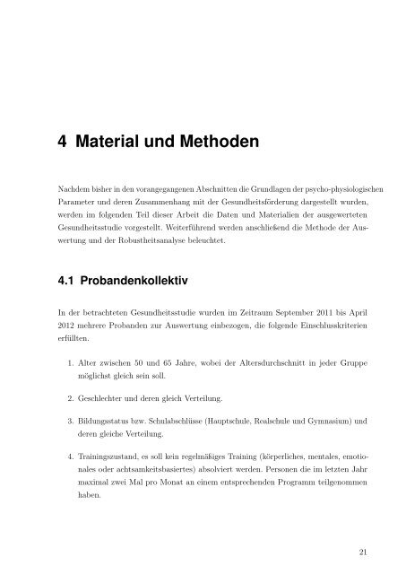 Eignung einer Messung der Herzratenvariabilität zur Validierung ...