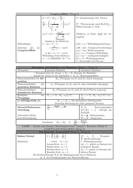 PHET II Formelsammlung