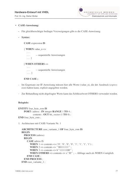 Hardware-Entwurf mit VHDL