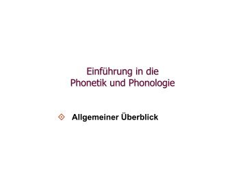 Einführung in die Phonetik und Phonologie