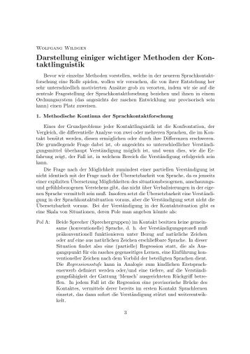 Darstellung einiger wichtiger Methoden der Kontaktlinguistik