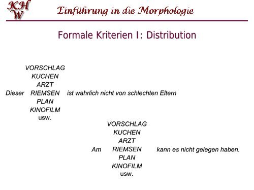 Morphologie: Lexemklassen