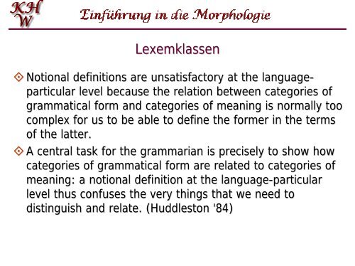 Morphologie: Lexemklassen