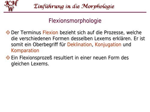 Morphologie: Lexemklassen