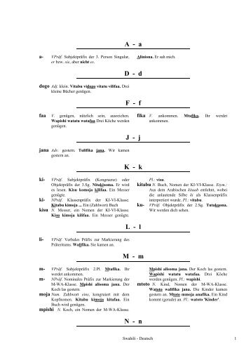 Swahili - Deutsch Wörterbuch
