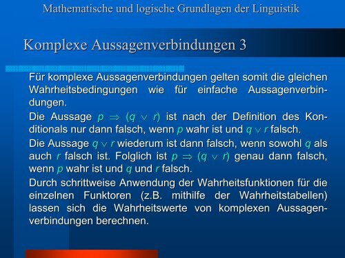 Kapitel 3: Grundbegriffe der Aussagenlogik