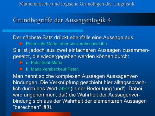 Kapitel 3: Grundbegriffe der Aussagenlogik