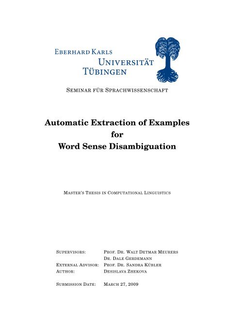 Automatic Extraction of Examples for Word Sense Disambiguation