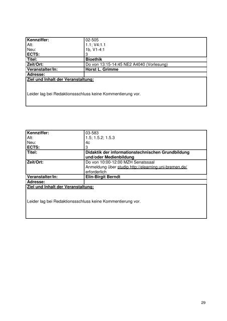 Propädeutikum – Einzelveranstaltungen