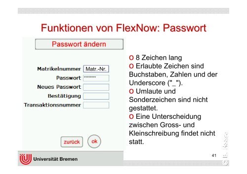 Funktionen von FlexNow: TAN anfordern - Universität Bremen