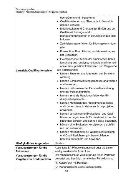 Modulhandbuch Master Berufspädagogik Pflegewissenschaft