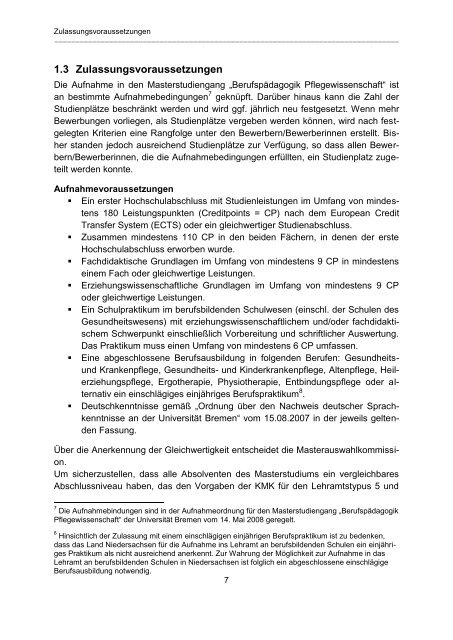 Handbuch für den Studiengang - Universität Bremen