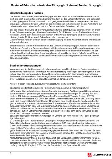 Master of Education – Inklusive Pädagogik / Lehramt ...