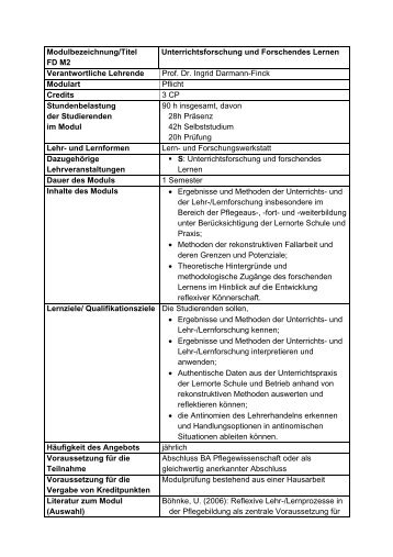 Modul FD M2 - Unterrichtsforschung und Forschendes Lernen