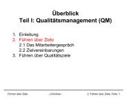 Überblick Teil I: Qualitätsmanagement (QM)