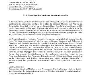 Mi. 10:15-13:30, PC-Raum 029 Dozent: Prof. Dr. Andreas Klocke ...