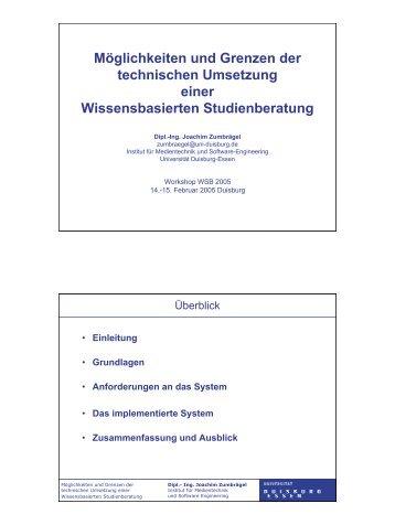 Möglichkeiten und Grenzen der technischen Umsetzung einer ...