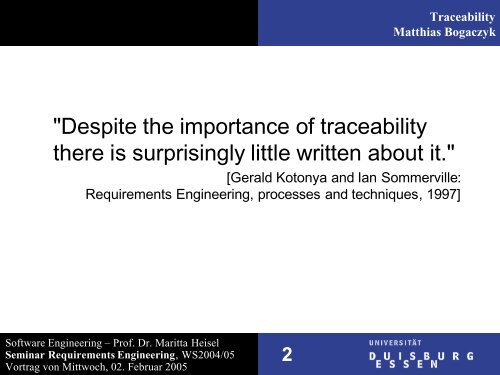 Traceability – Verfolgbarkeit sich ändernder Anforderungen