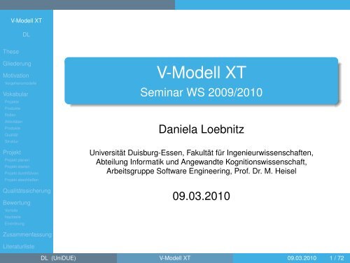 V-Modell XT - Seminar WS 2009/2010
