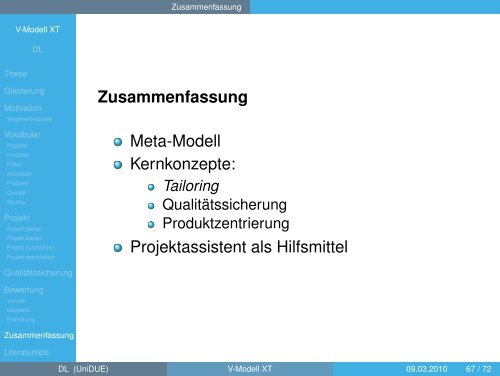 V-Modell XT - Seminar WS 2009/2010