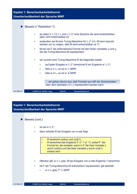 Kapitel 1: Berechenbarkeitstheorie Gliederung 1 ...