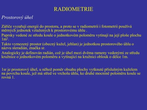 RADIOMETRIE, FOTOMETRIE - FBMI