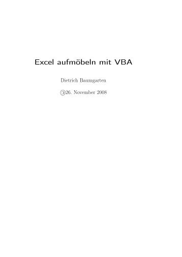 Excel aufmöbeln mit VBA - Fachbereich Mathematik und ...