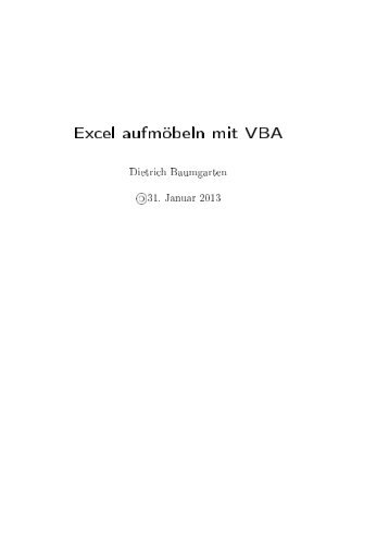 Excel aufmöbeln mit VBA