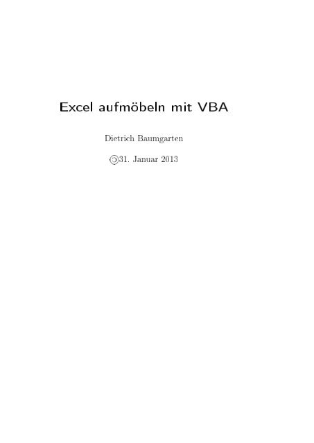 Excel aufmöbeln mit VBA