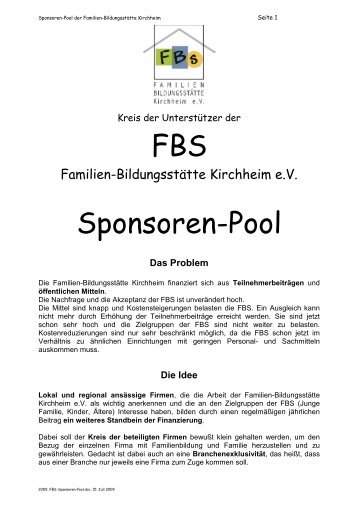 finden Sie die Idee des Sponsoren-Pools