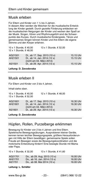 Programmheft 2013/2014 - Familien-Bildungsstätte Giessen