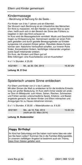 Programmheft 2013/2014 - Familien-Bildungsstätte Giessen