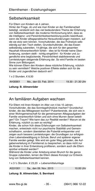 Programmheft 2013/2014 - Familien-Bildungsstätte Giessen