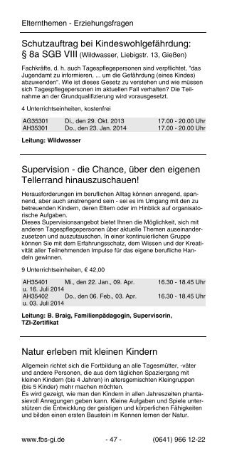 Programmheft 2013/2014 - Familien-Bildungsstätte Giessen