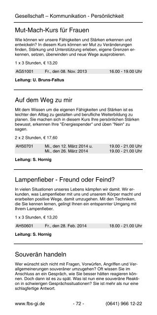 Programmheft 2013/2014 - Familien-Bildungsstätte Giessen