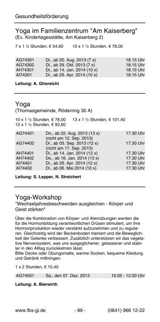 Programmheft 2013/2014 - Familien-Bildungsstätte Giessen