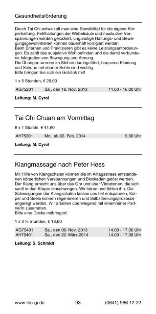 Programmheft 2013/2014 - Familien-Bildungsstätte Giessen