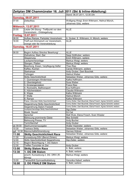 Zeitplan DM Chammünster 16. Juli 2011 (Ski ... - FC Chammünster