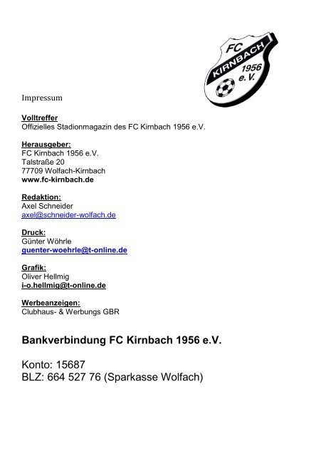 FC Kirnbach 1956 eV Saison 2012/2013