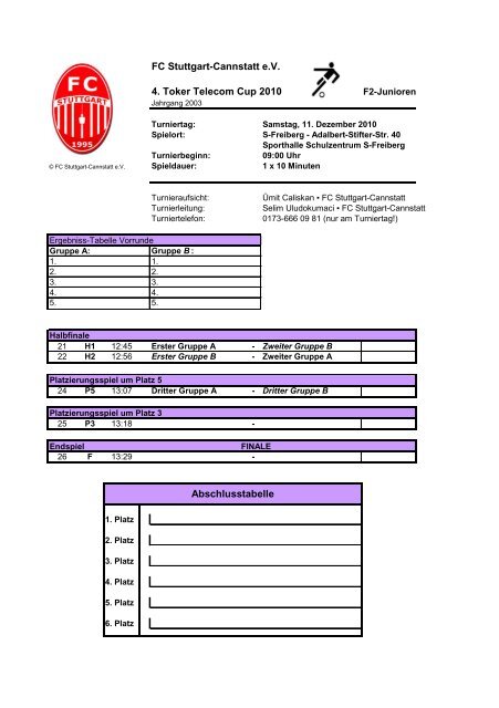 Spielplan F-2-Junioren - FC Stuttgart