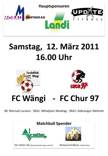 matchflyer - FC Wängi