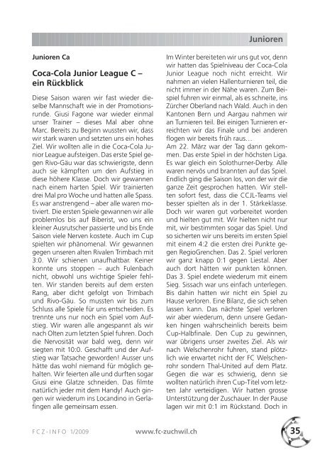 FCZ-INFO 1/2009 - FC Zuchwil