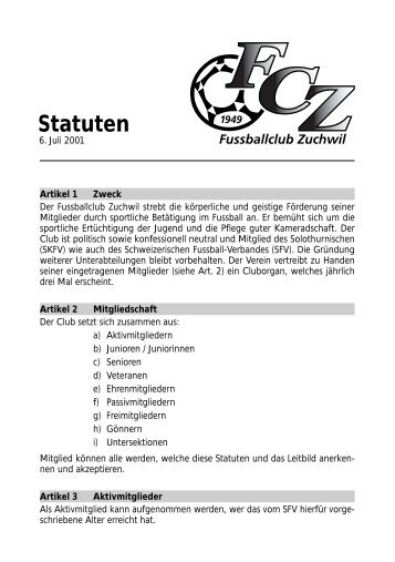 Statuten - FC Zuchwil