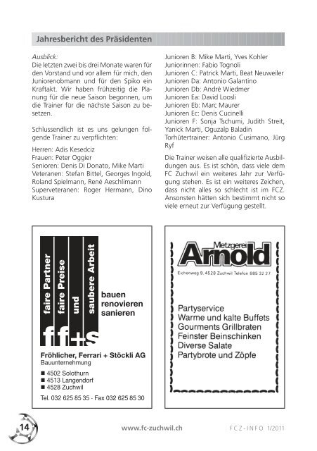 FCZ-INFO 1/2011 - FC Zuchwil